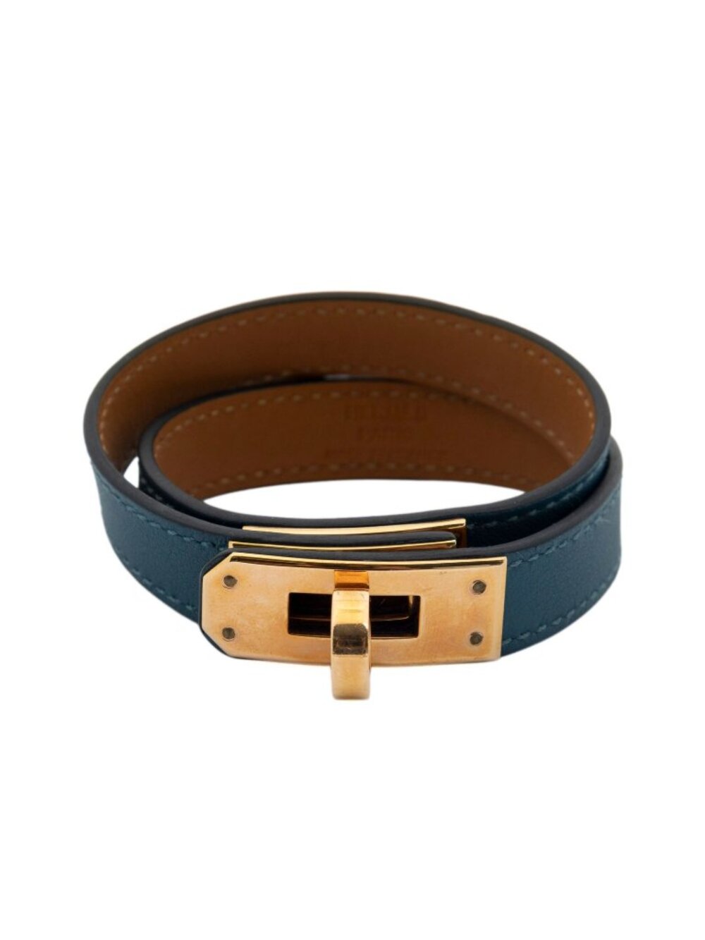 Hermes Kelly Double Tour Bracelet Teal Swift Leather